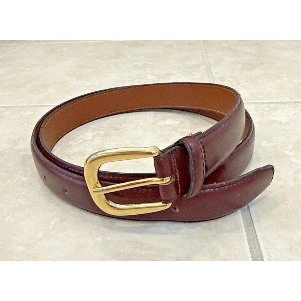 Lucido‎ Aniline Bonded Leather Belt Brown Size 46/115 Brass Buckle USA Career